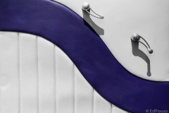 white car door with purple curve 2 handles